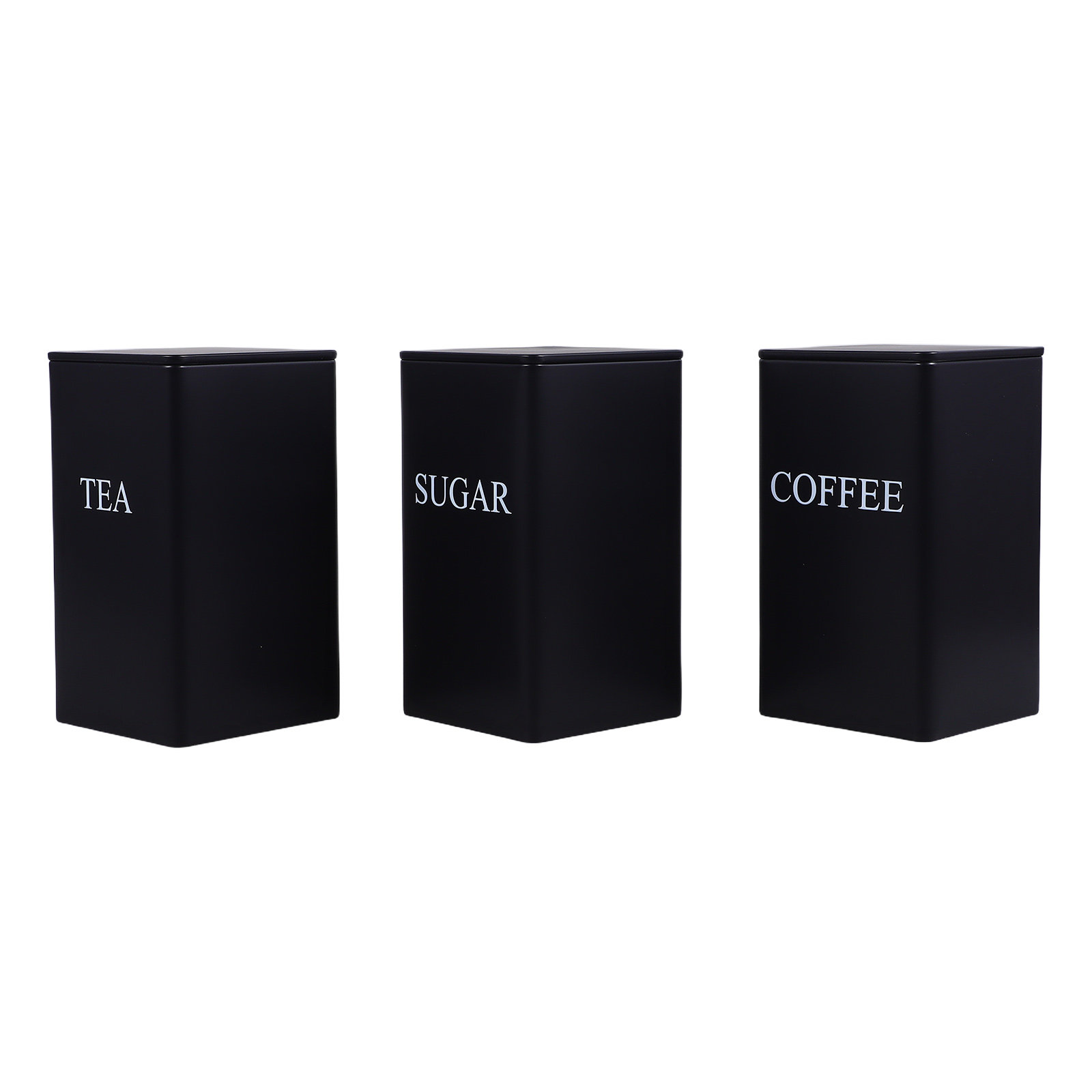 Food Storage Container - 3Pcs Airtight Metal Kitchen Canisters Square