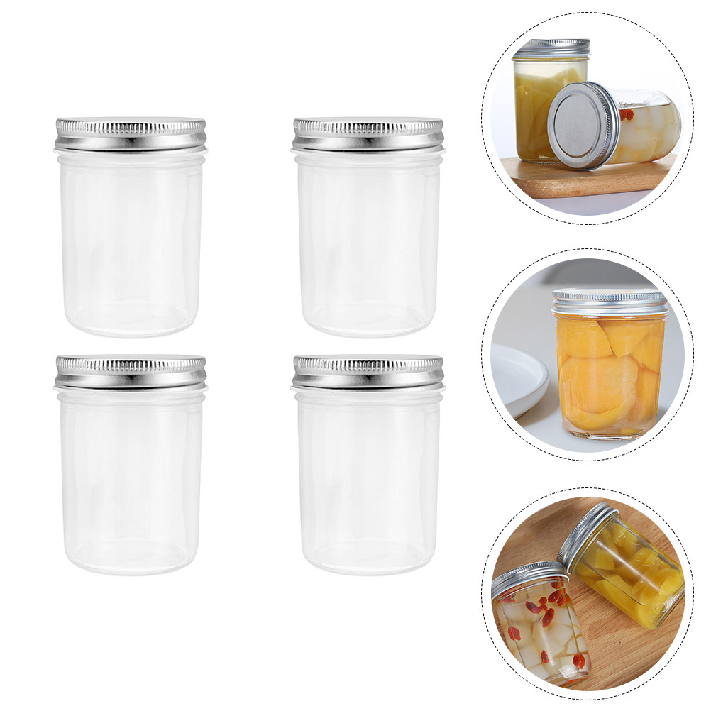 Food Storage Container - 4Pcs Jam Canning Jars Glass Sealing