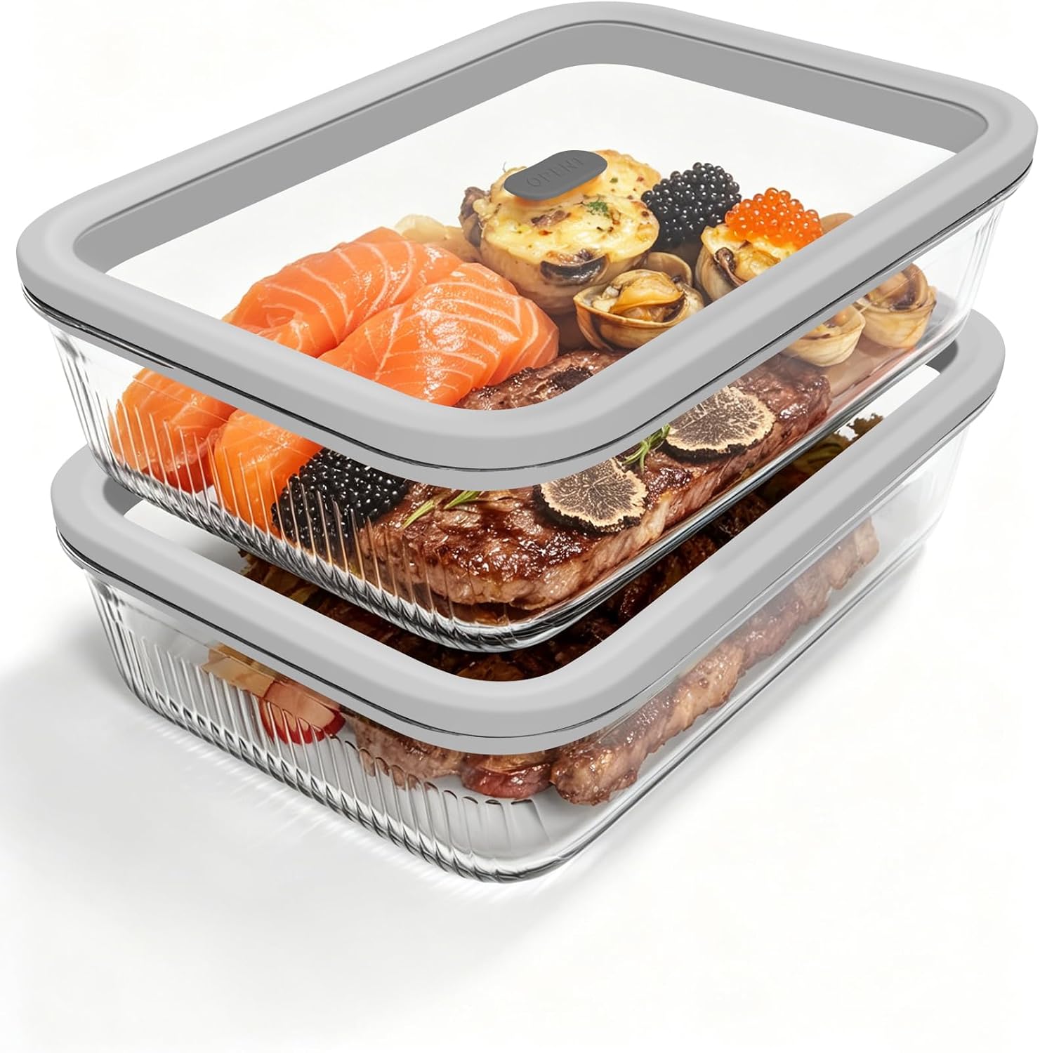Food Storage Freezer Containers - 2 Pack Glass Food Storage Containers