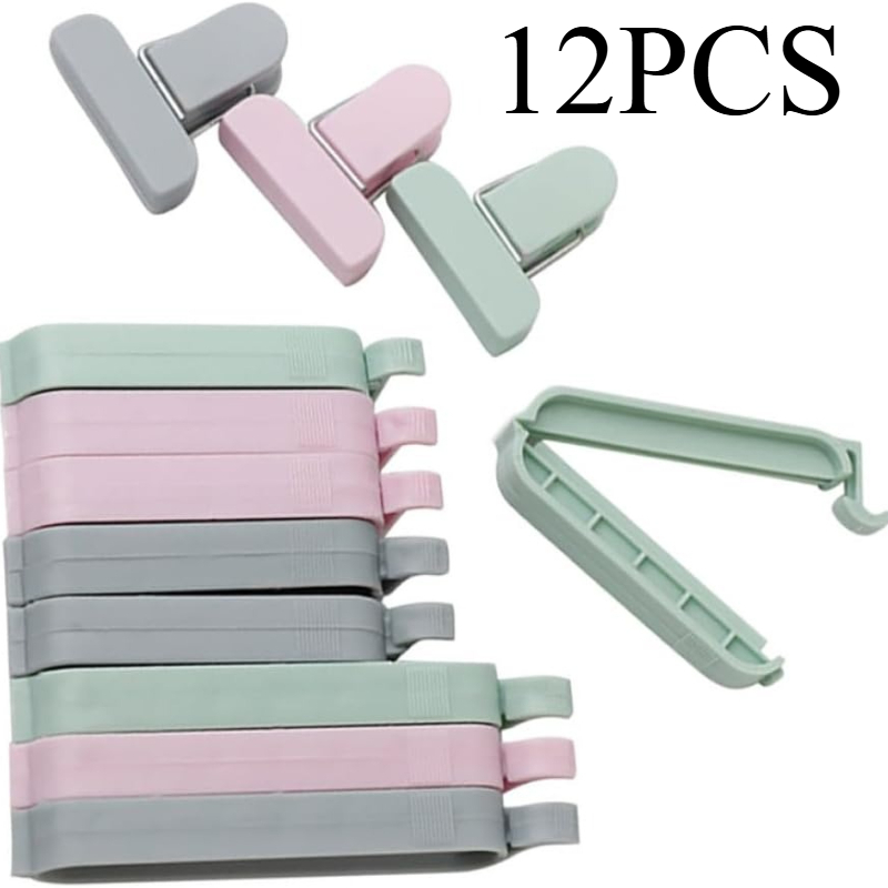 Food Storage Roll Bags - 12pcs Mixed Color Plastic Sealing Clips