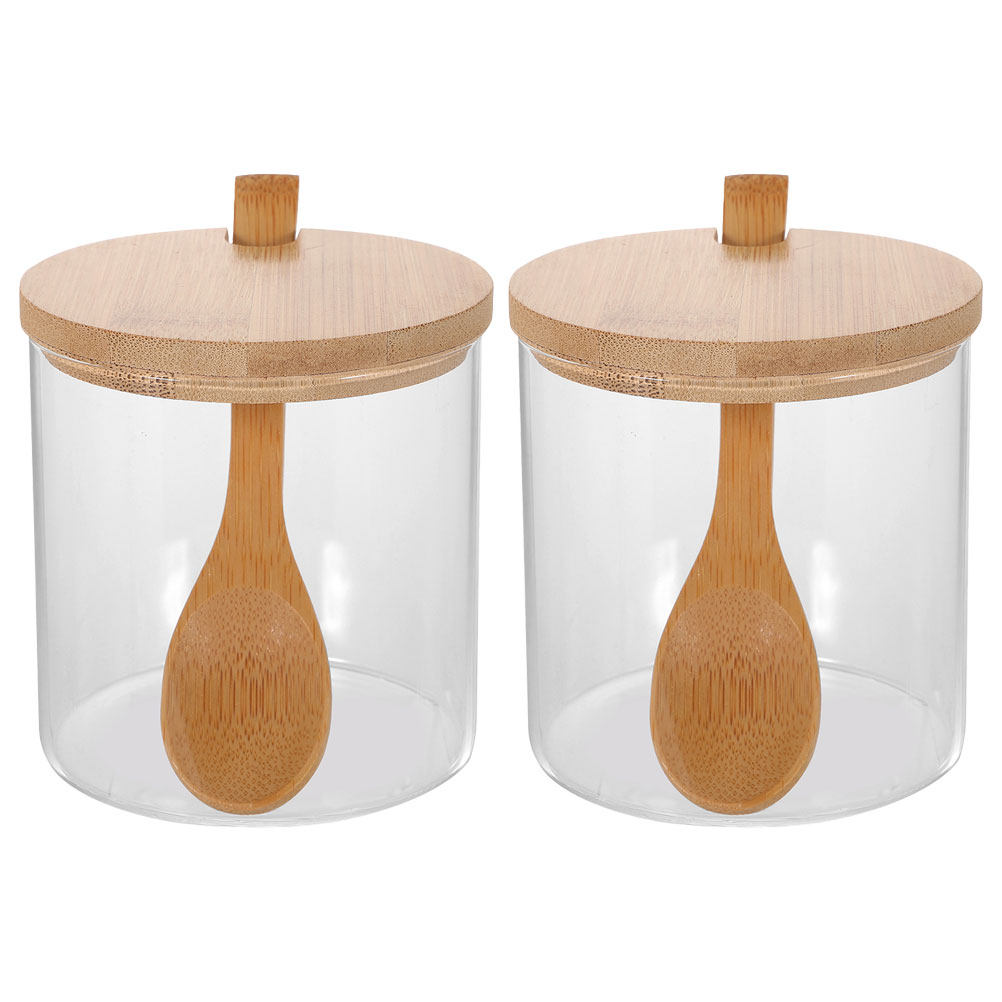 Food Storage Jar Set - 2Sets Clear Glass Seasoning Containers with
