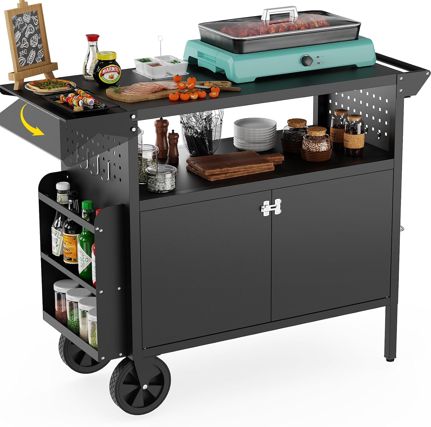 Outdoor Grill Cart Table With  - Food Storage Camping recension och pris