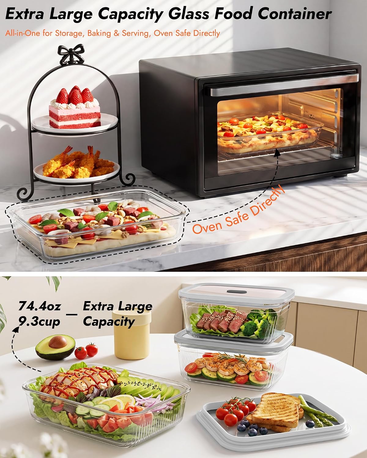 2 Pack Glass Food Storage Cont - Food Storage Freezer Containers recension och pris