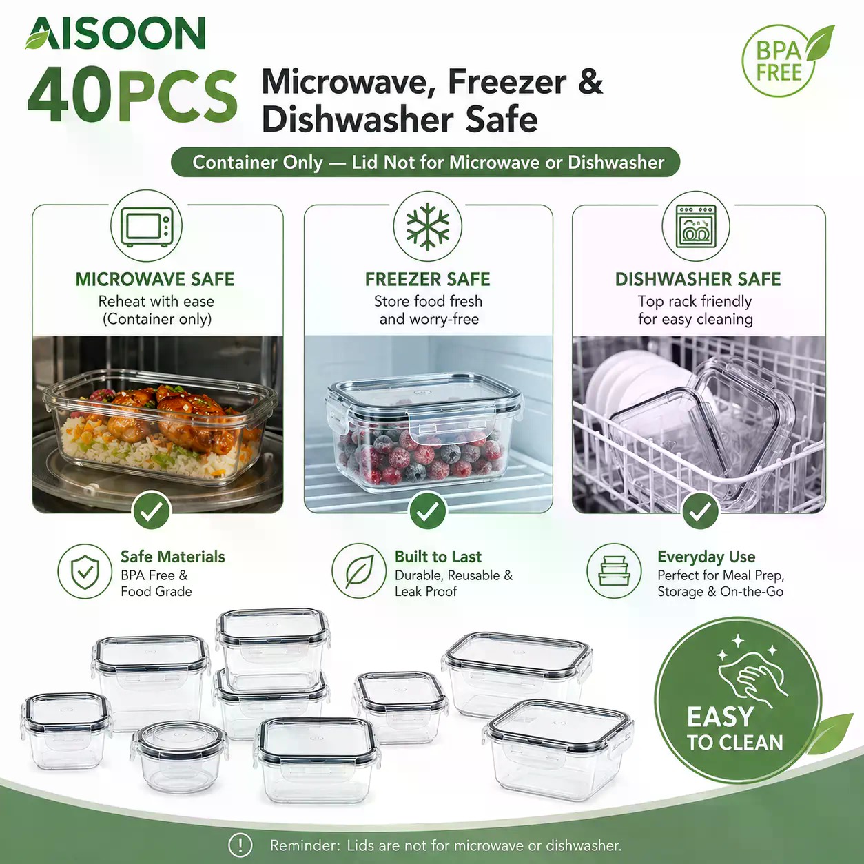 40 PCS Extra Large 85oz Silico - Food Storage Freezer Containers recension och pris