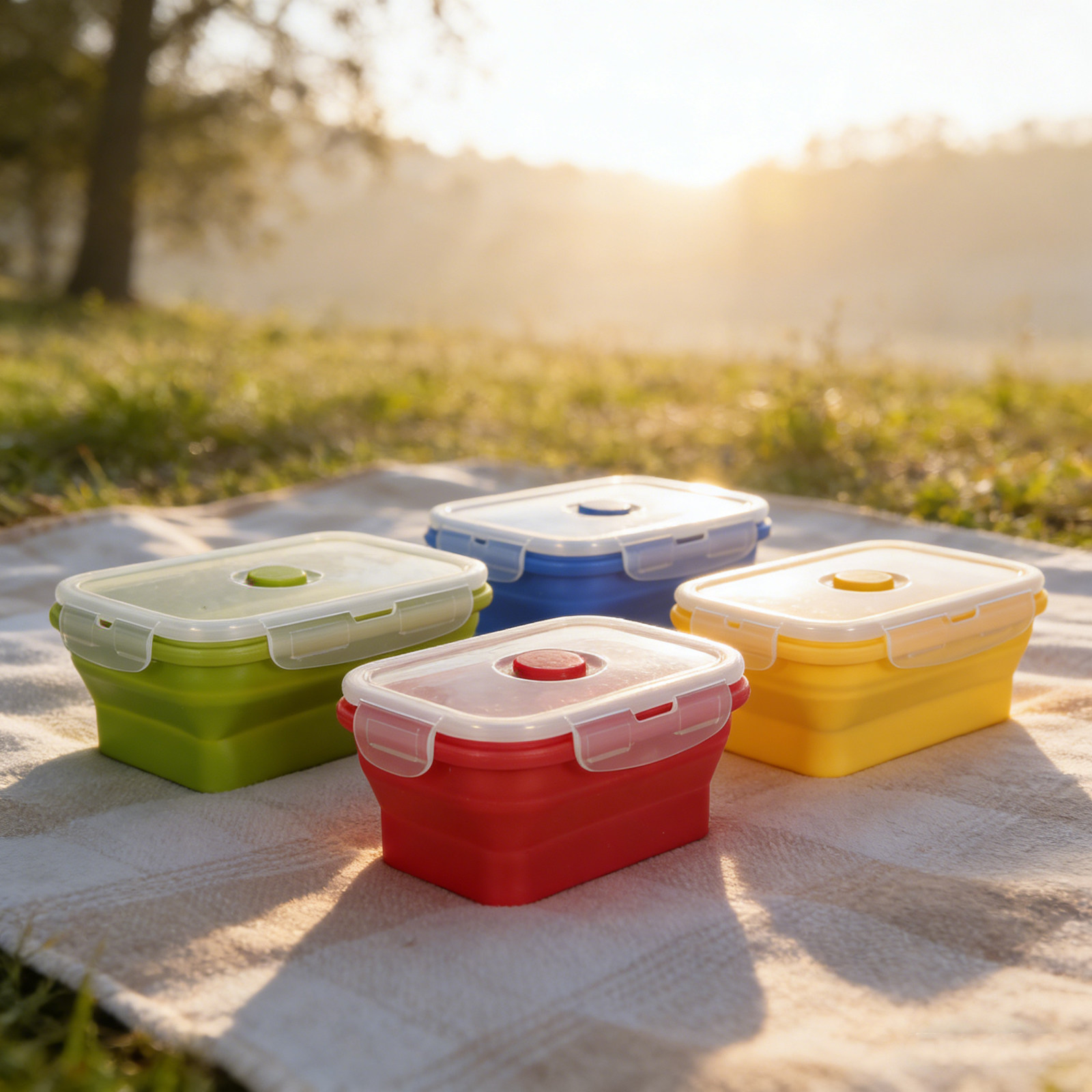 4Pcs Foldable Silicone Lunch B - Food Storage Camping recension och pris