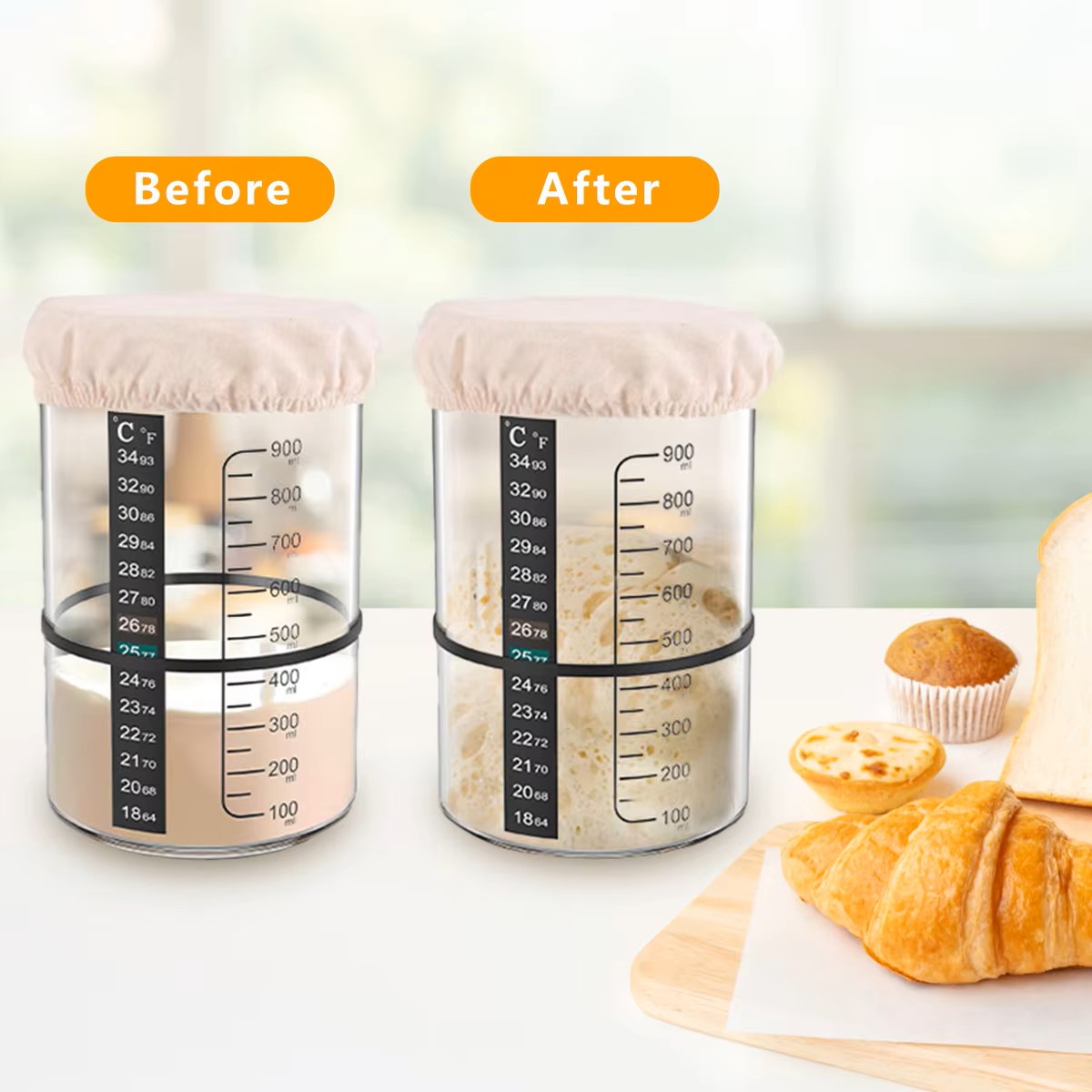 1500/900ml Sourdough Starter J - Food Storage Jar Set recension och pris