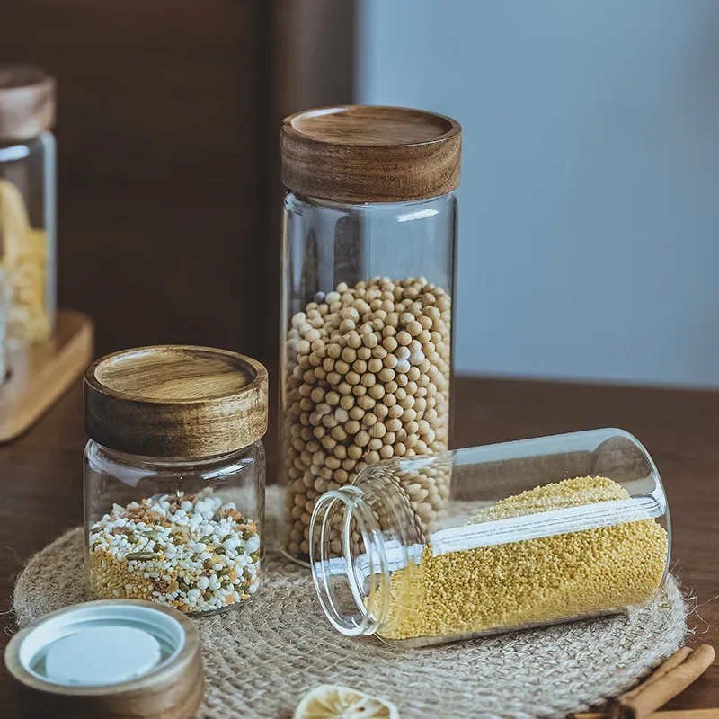 Wood Lid Orgnizer Glass Airtig - Food Storage Jar Set recension och pris