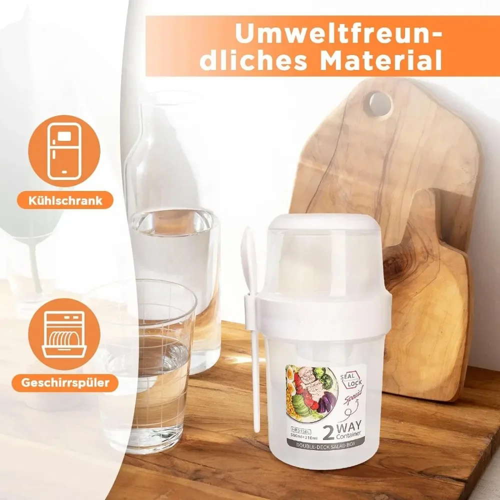 Salad Cup Breakfast Cups Porta - Food Storage Jar Set recension och pris