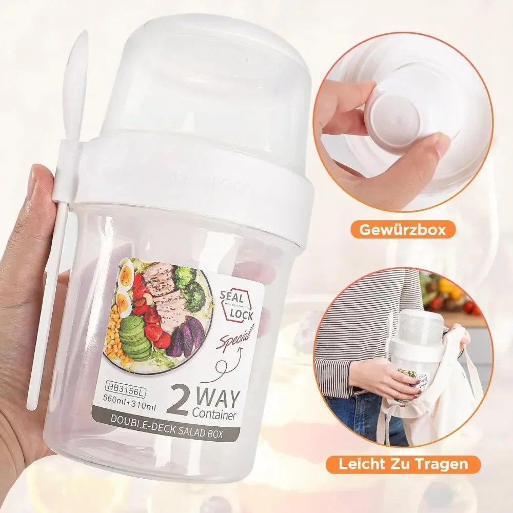 Salad Cup Breakfast Cups Porta - Food Storage Jar Set recension och pris