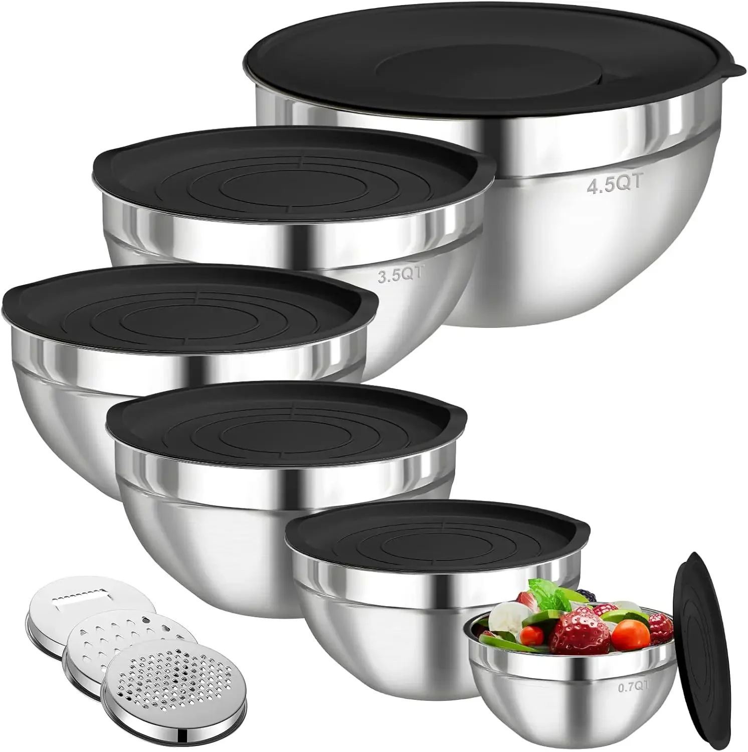 6Pcs Stainless Steel Mixing Bo - Food Storage With Lids recension och pris